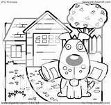 Driveway Sitting Dog Coloring Newspaper Mouth Clipart Cartoon His Thoman Cory Outlined Vector 2021 sketch template