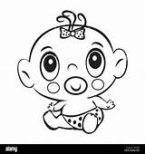 Girl Baby Drawing Cute Funny Diaper Coloring Vector Isolated Sitting Alamy Getdrawings sketch template