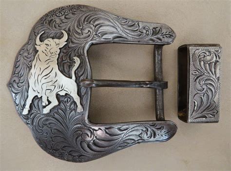 Item 007211 Handmade Paul Kelleher Engraved Steel 1 ½” Belt Buckle