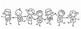 Kids Happy Group Coloring School Cartoon Book Stock Playing Color Vector Thumbs Illustration sketch template