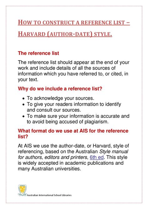 construct  reference list harvard author date style