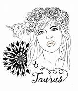 Taurus Coloring Pages Zodiac Signs Adult Virgo Capricorn Astrology Woman Choose Board sketch template