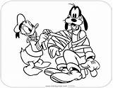 Coloring Goofy Pages Disneyclips Mickey Mouse Friends Donald Bandaging Injured sketch template