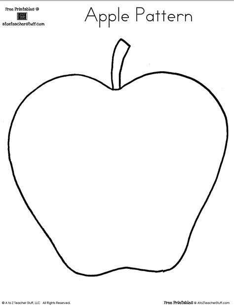 apple outline printable teacher worksheet activities  kids