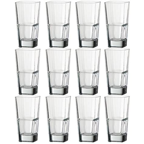 Set Of 12 Palladio 14 Oz Square Stacking Glass Tumblers Heavy And
