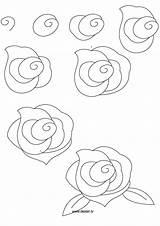 Rose Drawing Draw Step Flower Simple Instructions Easy Roses Learn Flowers sketch template