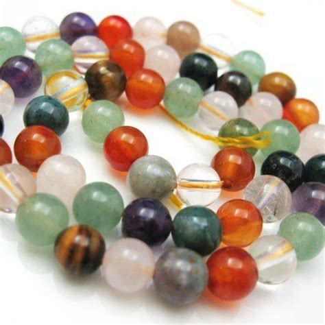mulit color gemstone nature stone smooth  beads mm sold  strand