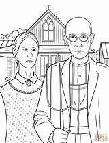 Gothic American Coloring Grant Wood Pages Clipart Painting Famous Printable Drawing Paintings Clip Drawings Click Designlooter Visit Popular Choose Board sketch template