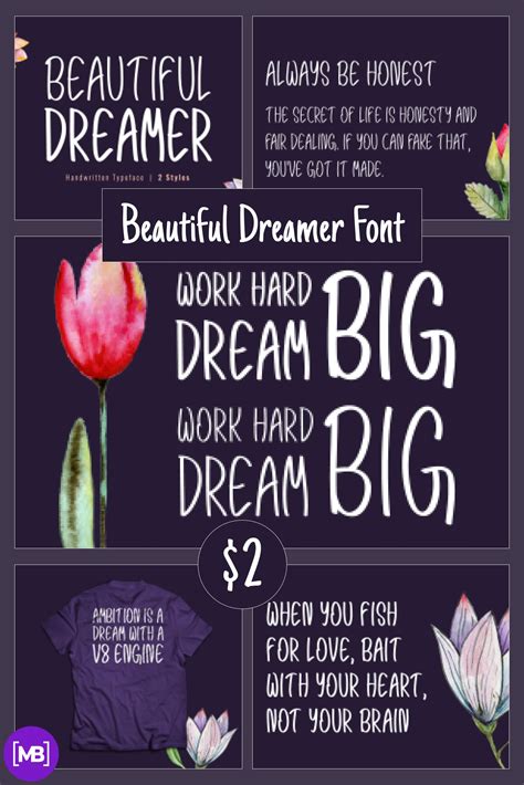 Beautiful Dreamer Font Modern Handwritten Typeface 2 Master Bundles