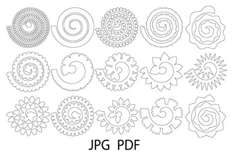 rolled flower svg flowers template rolled paper flowers svg etsy