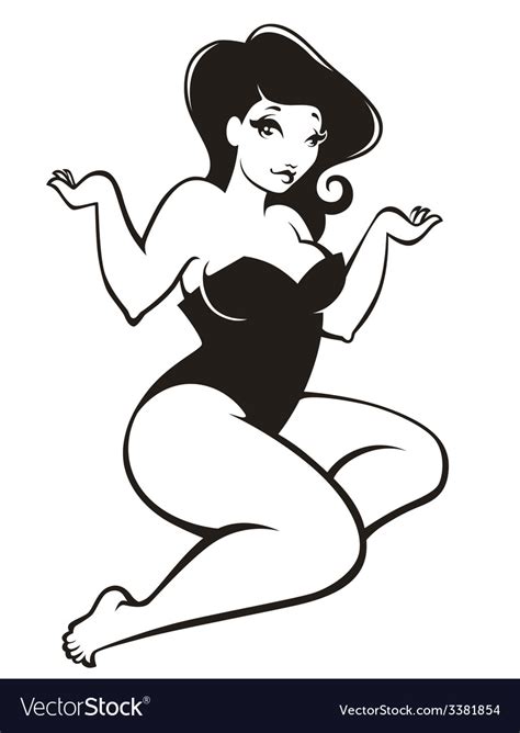 Oversize Pinup Girl Royalty Free Vector Image Vectorstock