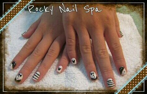 gel nails random black  white designs gel nails nail spa nails