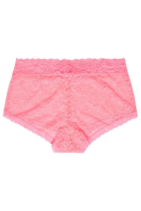 Yours Curve Coral Pink Floral Lace Shorts Yours Clothing