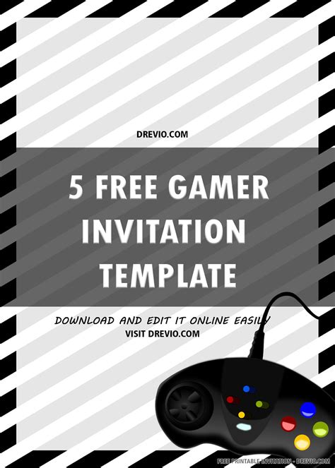 printable gamer invitation templates video games birthday party