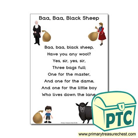 baa baa black sheep nursery rhyme poster primary treasure chest
