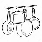 Pans Kitchenware Illustrations Keukengerei Kleurend Libro Eenhoorn Geschikte Geitjes Kleurende Drukken Activiteit Pagina Voor Vettoriali Visivo Raccolta Nomi Dizionario Vignetta sketch template