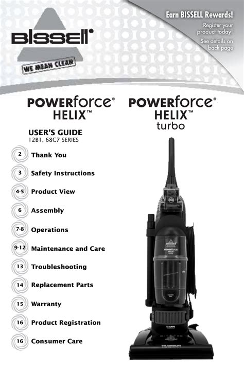 bissell powerforce helix  series user manual  pages   powerforce helix