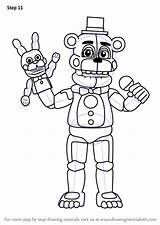 Freddy Funtime Nights Coloring Freddys Fnaf Animatronic Withered Foxy Sister Mangle Circus Ausmalen sketch template