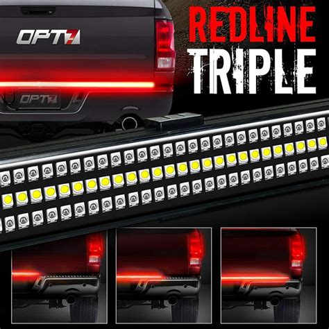 opt  redline triple led tailgate light bar wsequential red turn
