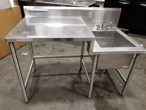 custom    stainless work table       deep sink
