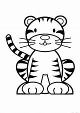 Tiger Cute Coloring Pages Printable Colouring Kids Categories sketch template