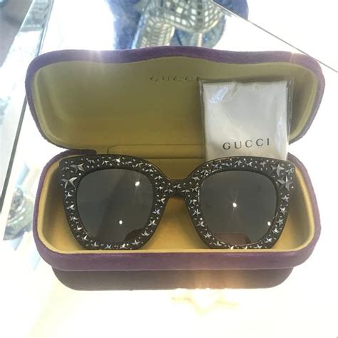 gucci cat eye acetate sunglasses with stars sunglasses gucci