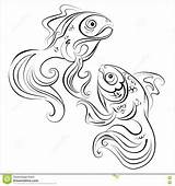 Pesce Stilizzato Dorato Materiale Riempimento sketch template
