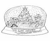 Coloring Pages Snowglobe Wonderland Globe Snow Winter sketch template