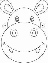 Colorare Animali Facce Bambini Hippo Printable 1001 Ritagliare Maschere Coloringsky sketch template