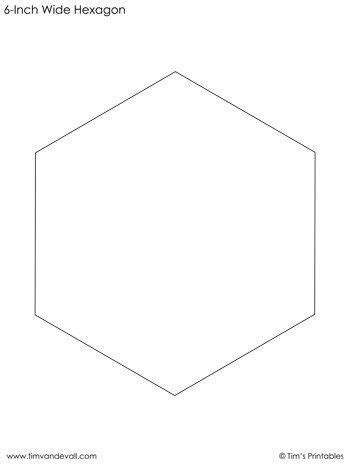 hexagon template  inches wide tims printables   hexagon