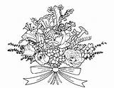 Coloring Pages Wedding Bouquet Flowers Flower Drawing Bunch Bouquets Printable Vintage Color Popular Someone sketch template