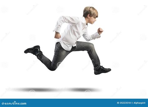 happy boy running  white stock photo  book