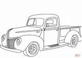 Ford Coloring Pickup 1940 Pages Truck Old Cars Printable Drawing Classic Public sketch template