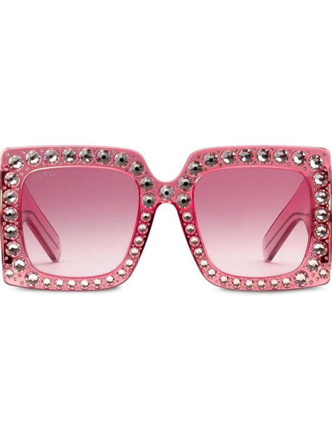 gucci hollywood forever crystal embellished oversized sunglasses in