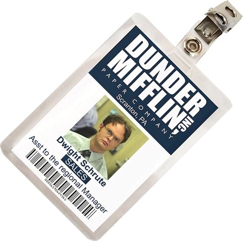 office dwight schrute dunder mifflin id badge cosplay etsy