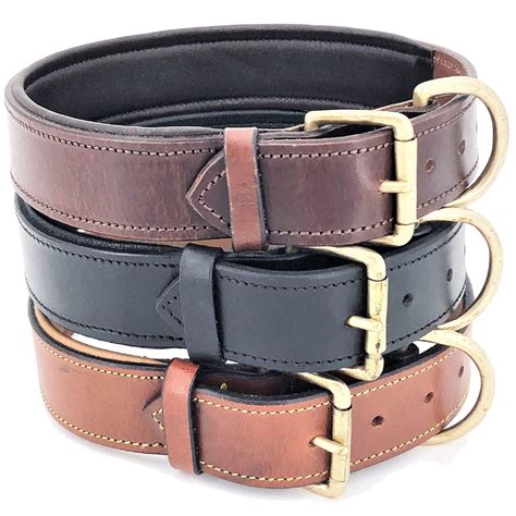 genuine real leather dog collar  width padded heavy duty medium la funnydogclothes