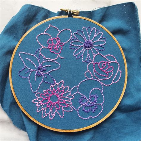 simple flowers embroidery pattern  jessica long embroidery