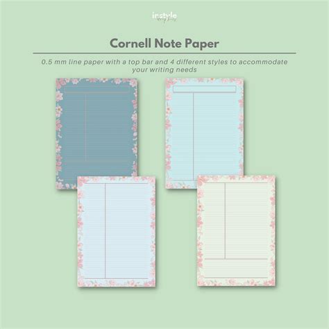 cornell paper cornell notes cornell note template etsy