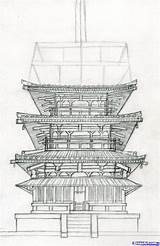 Japanese Temple Pagoda Drawing Visit sketch template
