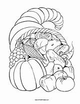 Basket Coloring Thanksgiving Fruit Printable Print sketch template
