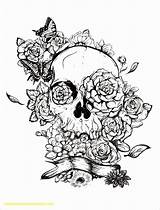 Coloring Skull Pages Roses Tattoo Adults Sugar Tattoos Adult Candy Designs Rose Skulls Color Printable Tatoo Mandala Book Girl Flowers sketch template