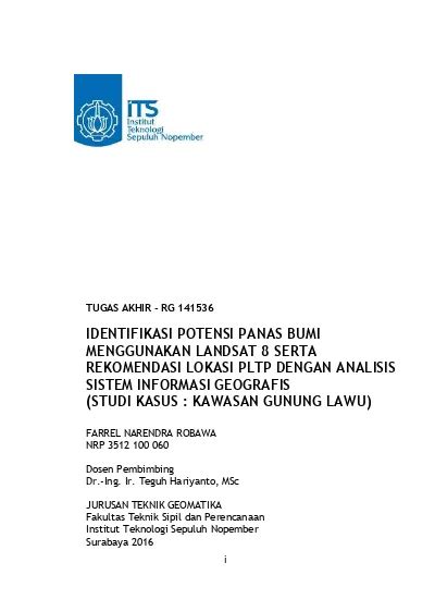 Identifikasi Potensi Panas Bumi Menggunakan Landsat Serta Penentuan