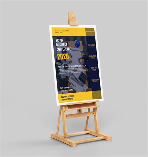 blue yellow business event poster design