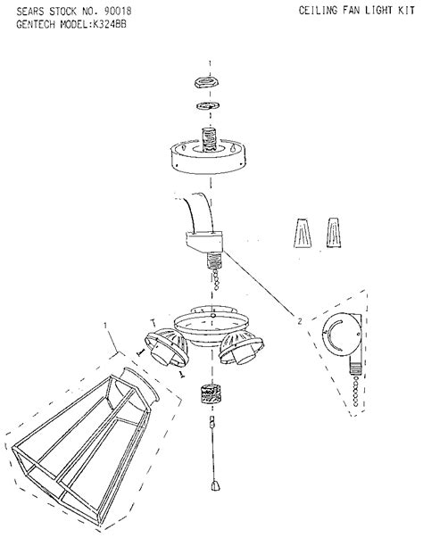 gentech ceiling fan light kit parts model kbb sears partsdirect