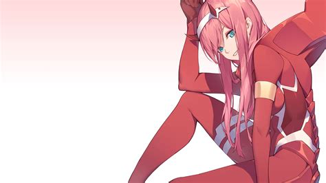 darling in the franxx zero two hiro zero two sitting with red dress and