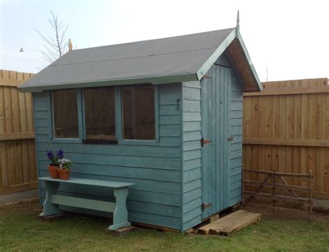 writing shed lovely   purposed garden shed painted  cuprinol beaumont blue  seagrass