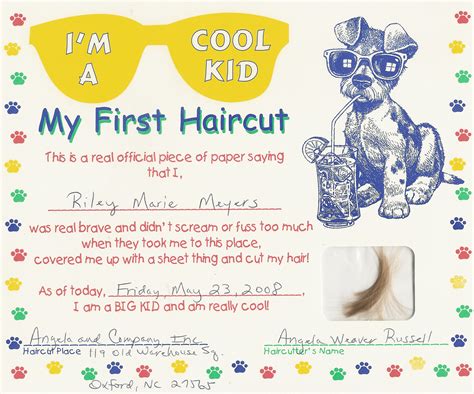 rileys     haircut certificate