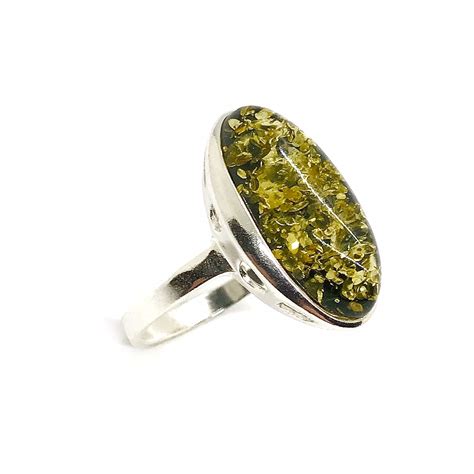 green amber sterling silver ring amberman genuine baltic amber
