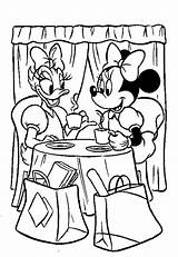Minnie Daisy Coloring Mouse Duck Pages Disney Having Tea Color Printable Time Getcolorings Getdrawings sketch template