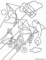 Kite Coloring Pages Colorir Para Festival Kites Pipas Printable Desenhos Books Kids Simple sketch template